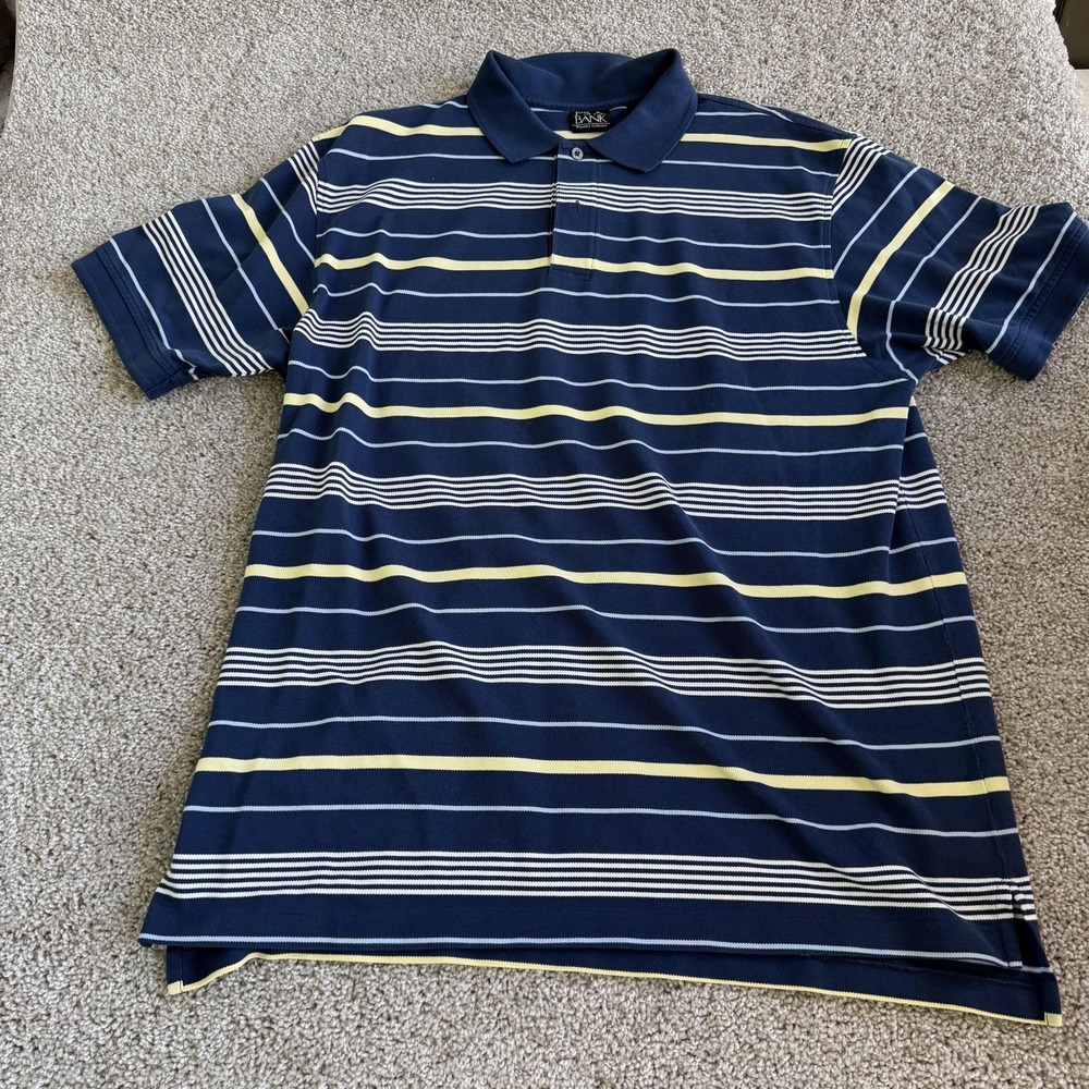 Jos. A. Bank Traveler's Collection Polo Shirt Mens L Blue Stripe Short Sleeve